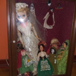 Shadow Box Antique Dolls Light Up