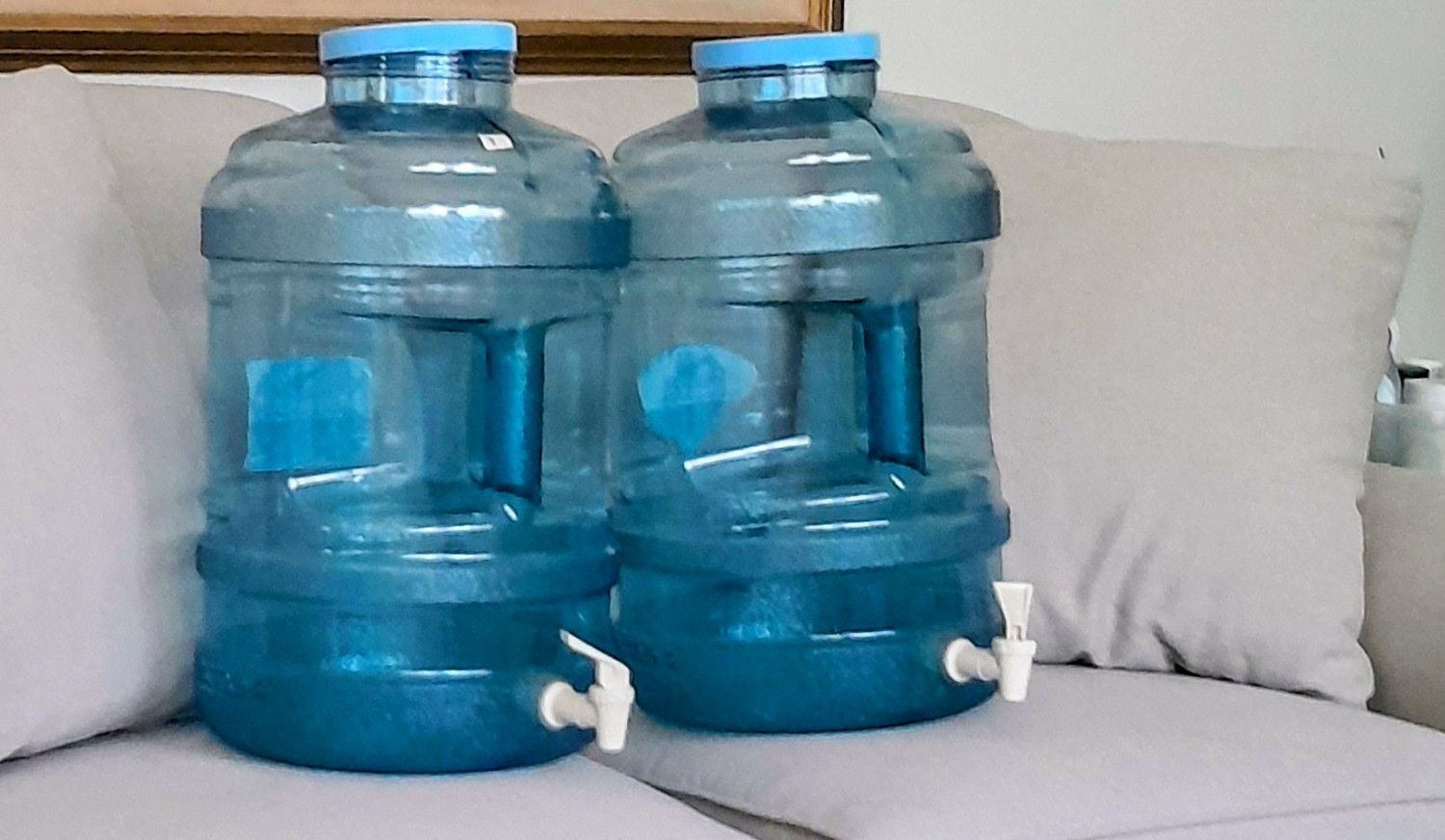 Two 5 Gallon Bluewave Waterbotitles with Spikets