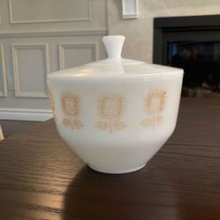 Vintage Federal Milk Glass Cookware, Bowl with Lid, Federal Glass Connoisseur 