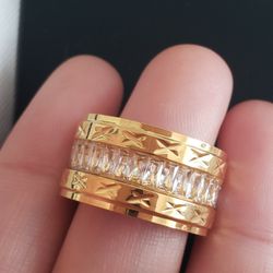 Gold Color With Zirconia Paved ...size 8 Ring