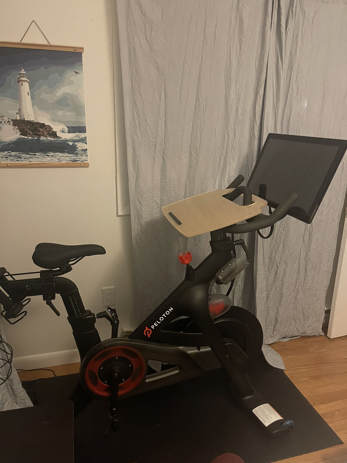Peloton Bike, Weights, Shoes and Mat