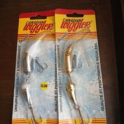 NOS 2 Lot Vintage Canadian Wigglers Brass/Glow 3/4 Oz Wt.
