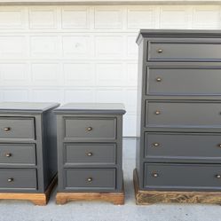 Oversized 5 Drawer Dresser And 2 Large Nightstands 