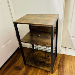 Wood Side End Table Nightstand Bookshelves Size Length 16", Width 12", Height 26" New condition