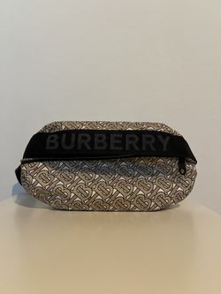 Authentic Burberry Black/Beige Nylon TB Belt Bag Monogram Print