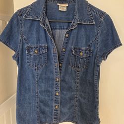 Woman Faded Glory Denim Blouse SIZE Medium 8 / 10