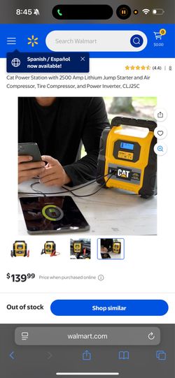 Cat Power Station with 2500 Amp Lithium Jump Starter and Air Compressor, Tire Compressor, and Power Inverter, CLJ25C