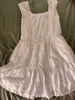 White Tiered Sundress with Lace Trim