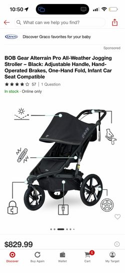 BOB Gear Alterrain Pro Jogging Stroller - Black (Excellent Condition + Accessories)