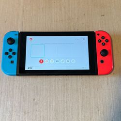 Nintendo Switch HAC-001 Handheld Console 32GB Red/Neon Blue Joy New Condition w/Charger