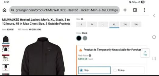 XL-MILWAUKEE Heated Jacket