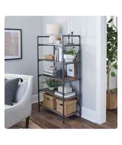 allen + roth Distressed brown Metal Bookcase