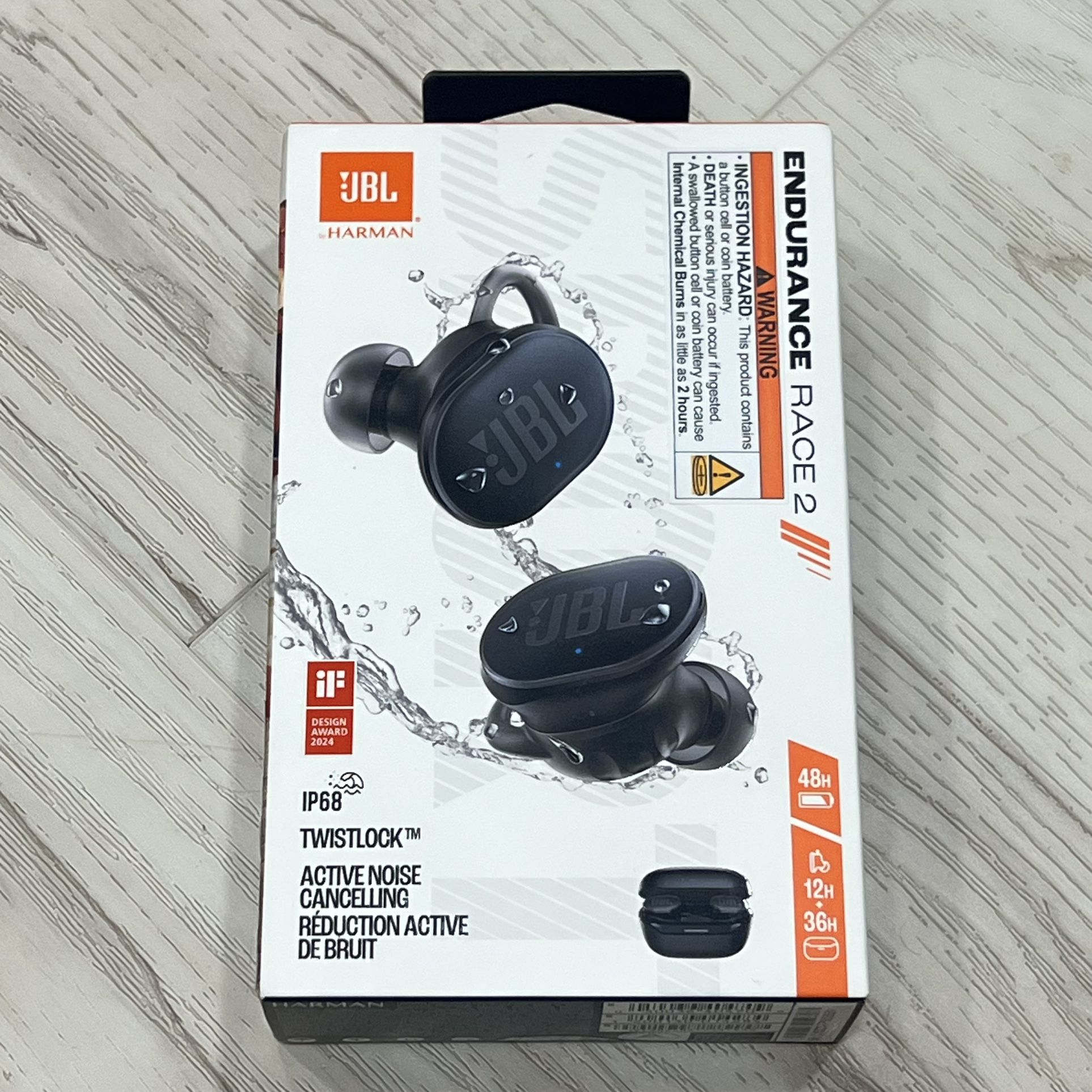 New JBL Endurance Race 2 -Waterproof (IP68) Sports True Wireless Earbuds (Black)