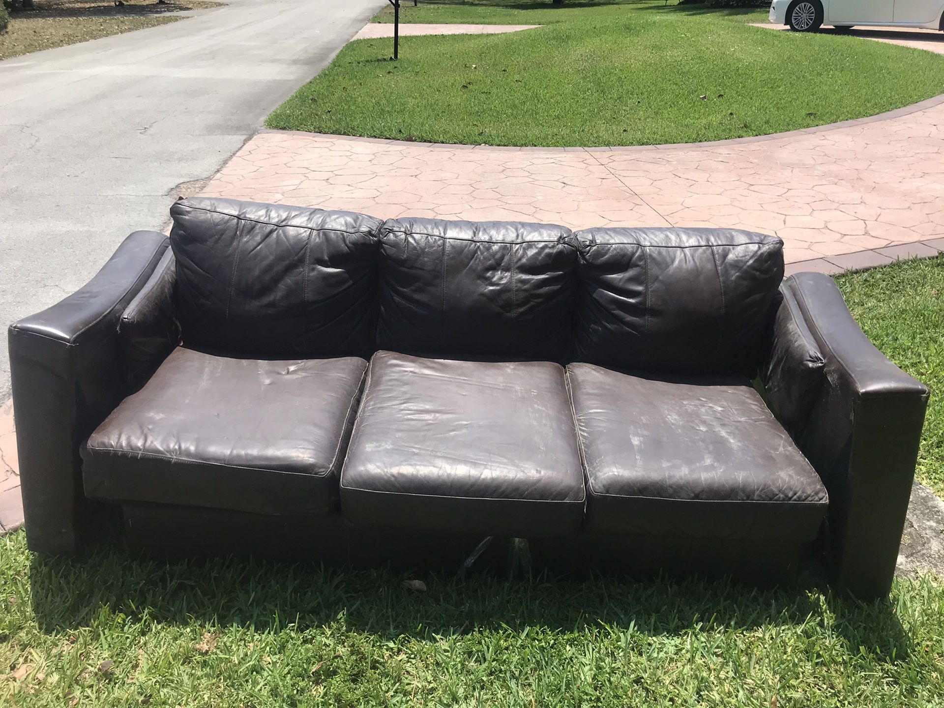 FREE Dark Brown Leather air mattress couch -pick up