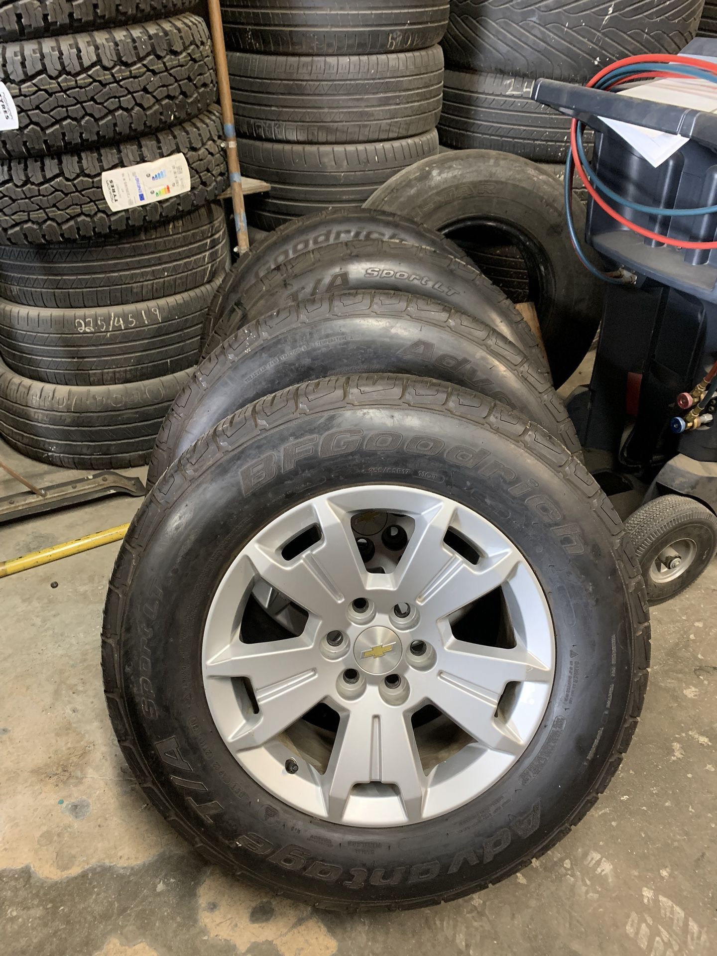 255/65R17  BFGoodrich Advantage T/A Sport LT Tires and Rims Set of four.