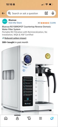 Bluevua RO100ROPOT Countertop Reverse Osmosis Water Filter System