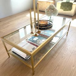 Brand New Staged Furniture – Gold & Glass Coffee Table – Never Used