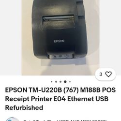 EPSON TM-U220B (767) M188B POS Receipt Printer E04 Ethernet USB Refurbished