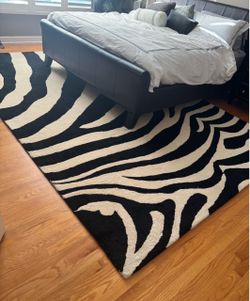 Extra plush 9’ by 13’ Zebra Wool Rug