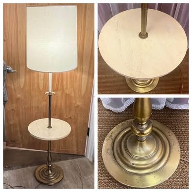 Mid Century Marble Side Table with Lamp. MCM Lamp End Table Combo. Retro Accent Table. Free to ask, I reply
