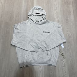 Essentials Fear of God Men’s Gray Logo Pullover Fleece Hoodie 2XL Pocket
