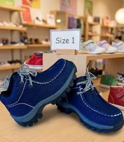Redhawk Kids’ Blue Denim Moc Toe Lace-Up Shoes, Size 1