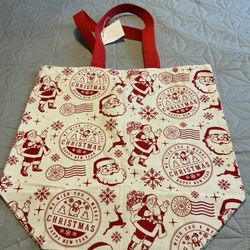 Santa Cotton Tote Bag Stylish Grocery Or Gift Carry All Bag