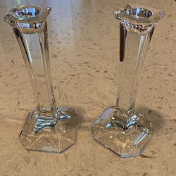 Set of Glass Candle Holders 7 inches tall