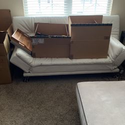 White Futon Like Loveseat 