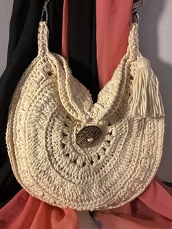 Boho Cream Crochet Women's Shoulder Crossbody Bag