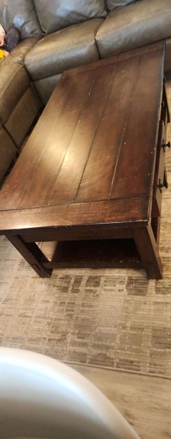 Dark Wood Coffee Table with Lower Shelf