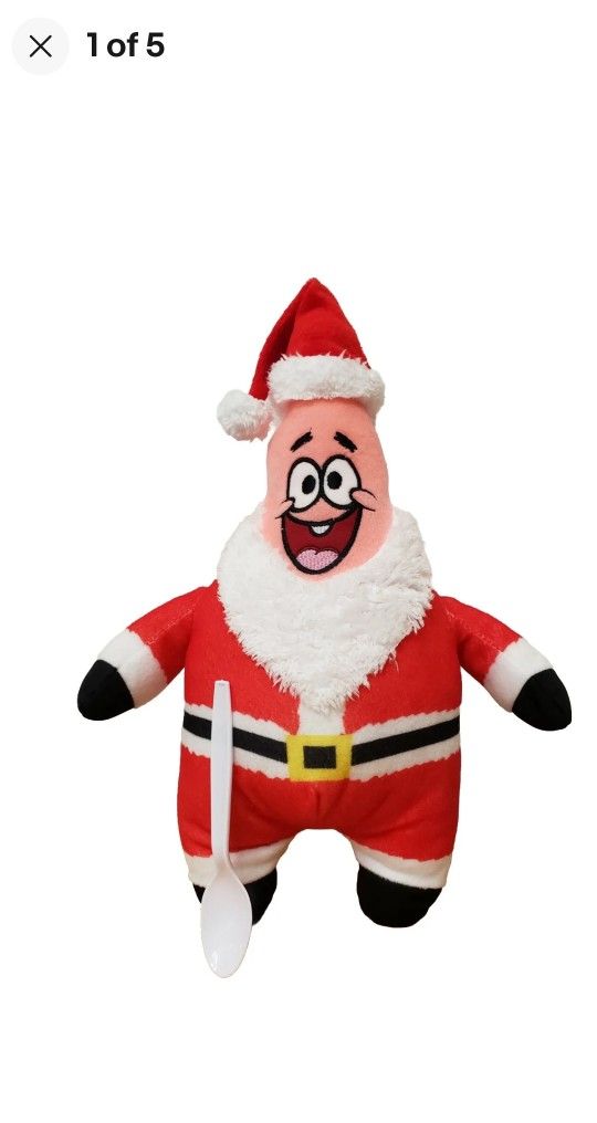 Rare SpongeBob Patrick SquarePants Christmas Plush Toy