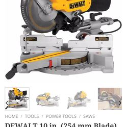 New: Corded DEWALT 10 in. (254 mm Blade) Double Bevel Sliding Compound Miter Saw with BOSCH T4B Portable Gravity-Rise Miter Saw Stand with Wheels, 18'
