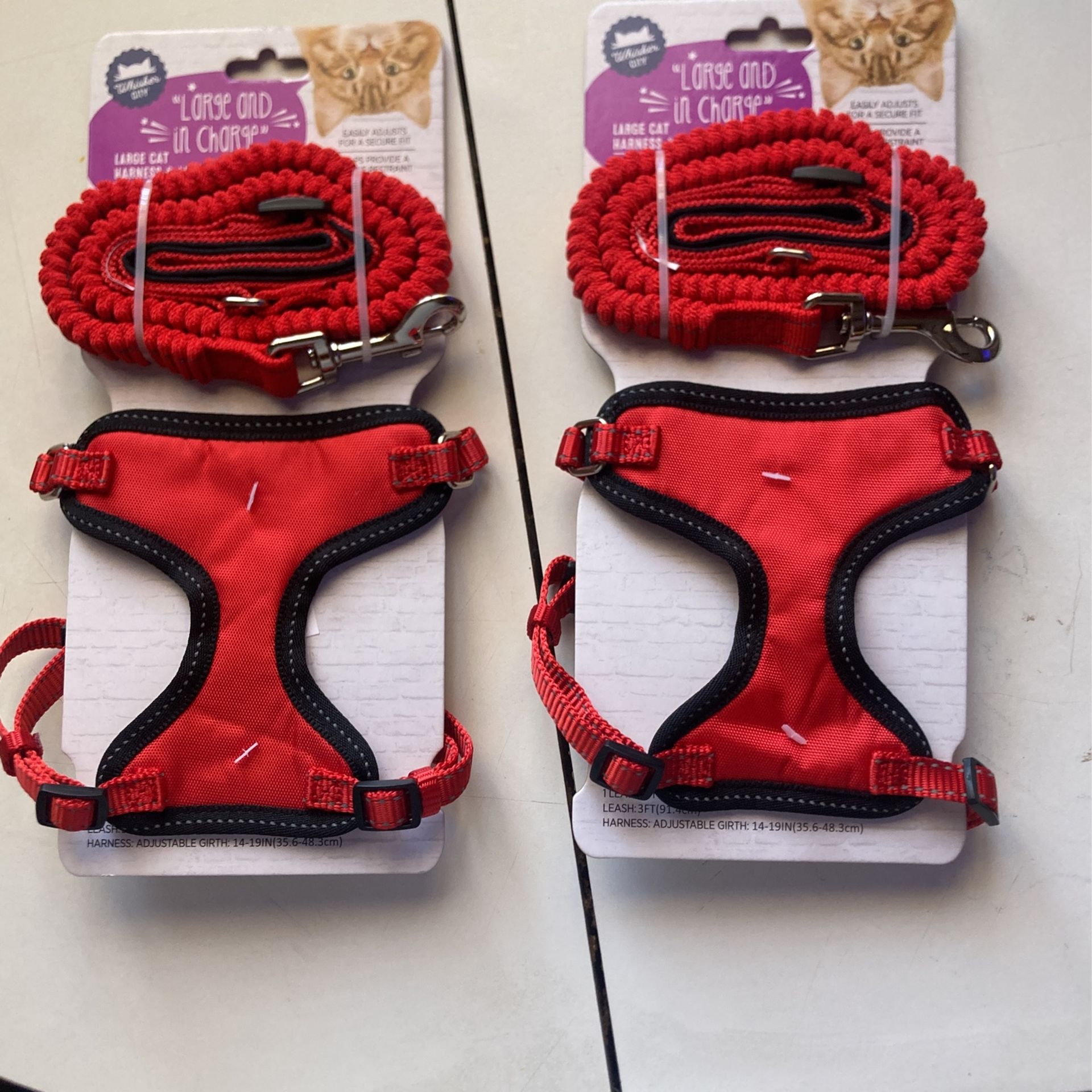 Whisker City Red Cat Or Chihuahua Harness and Leash Set 