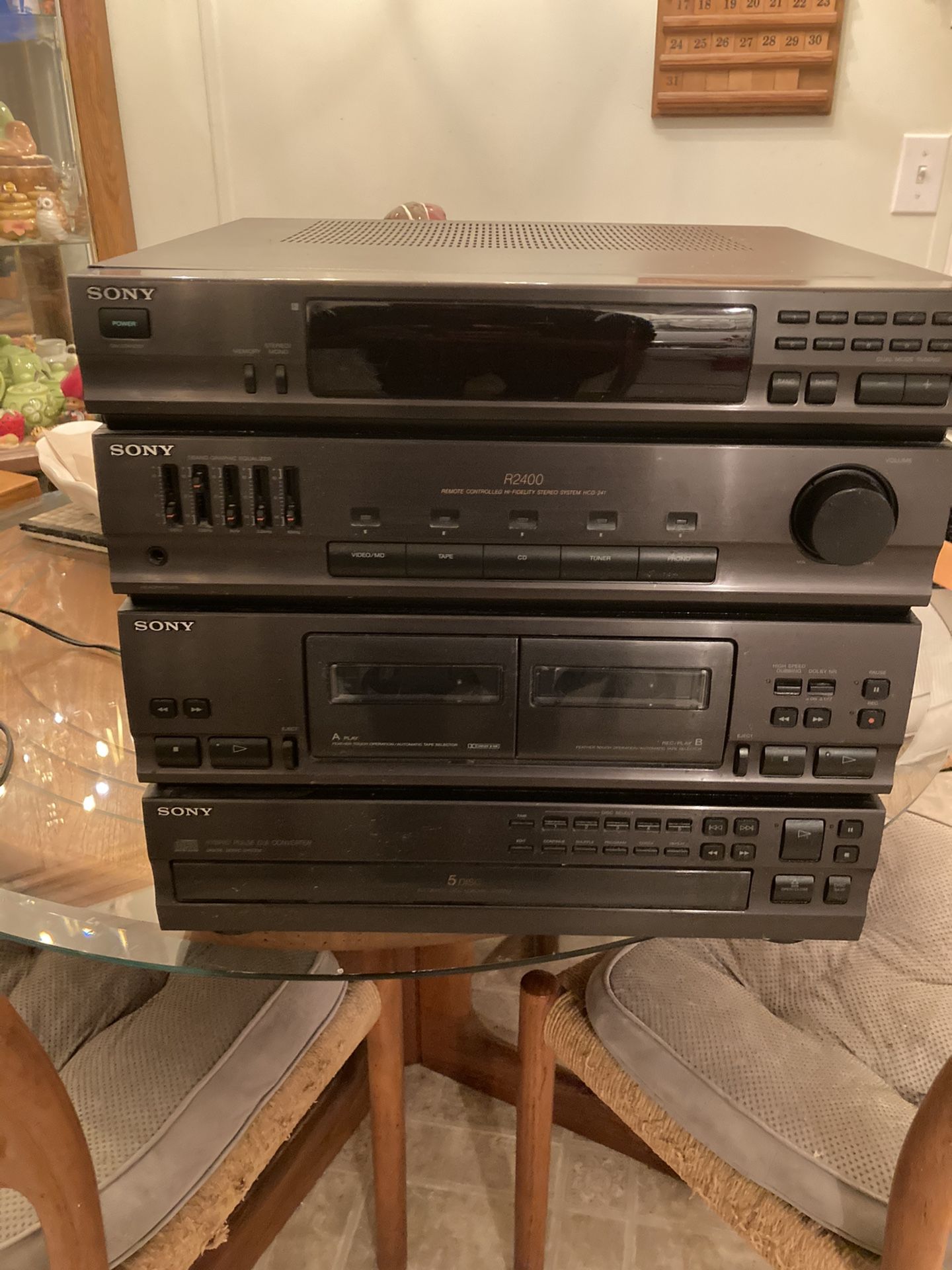 Vintage Sony R2400 AM/FM Stereo System 5-CD & Cassette Player