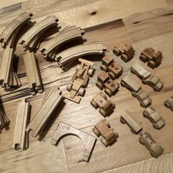 Wooden Toy Train Tracks & Vehicles