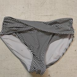 Striped Black and White Women's Swim Bottom