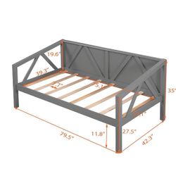 Gray Day Bed W/ Plush Mattress 