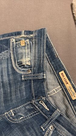 VINTAGE Big Star Sweet Boot Ultra Low Rise Jeans 25R Pristine Rhinestone/Thick Stitch Y2K