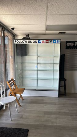 Large Glass Display Cabinet with Sliding Doors