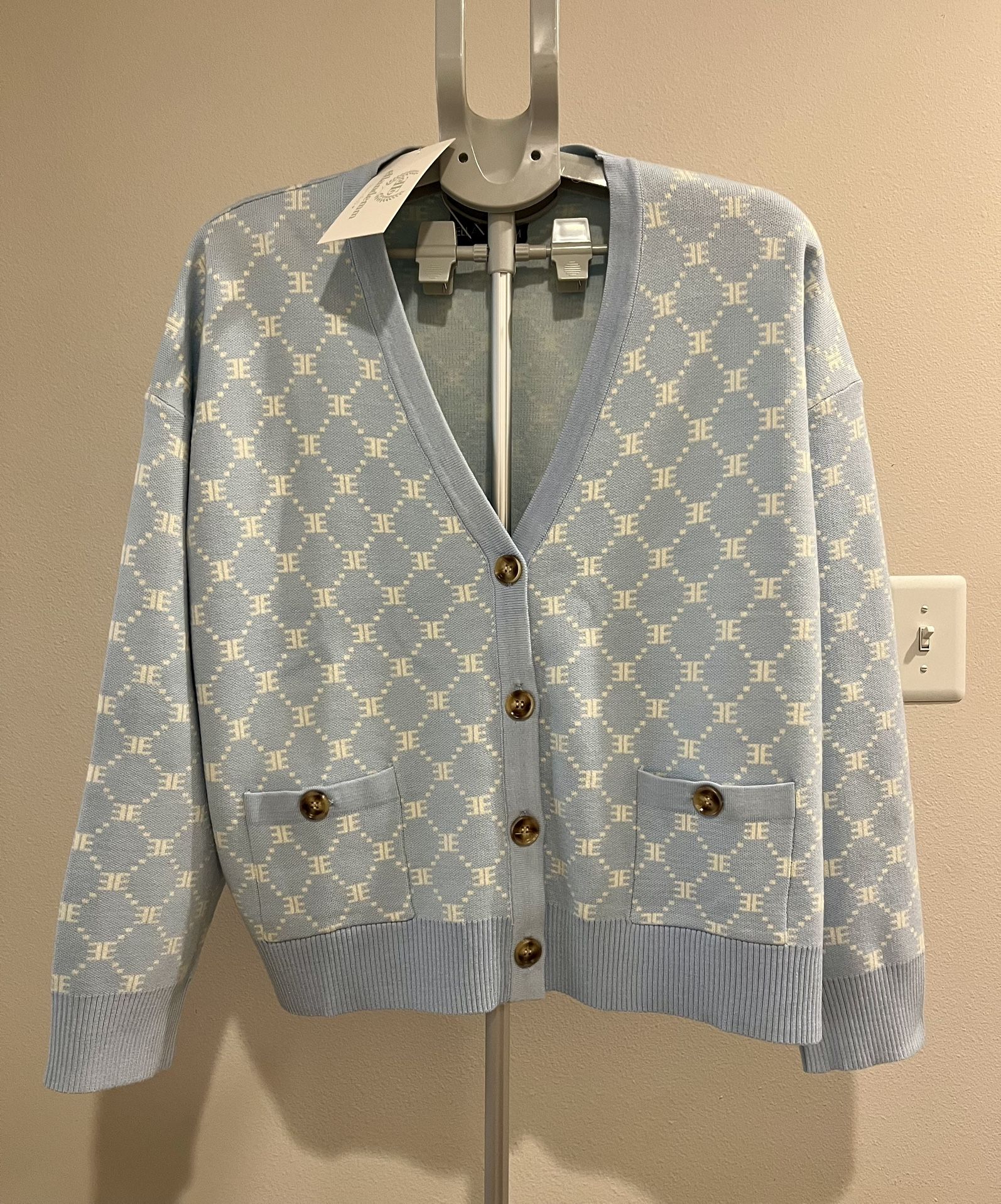 CLOUD BLUE MONOGRAM CARDIGAN EllandEmm