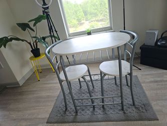 3 piece wooden round table with wine rack