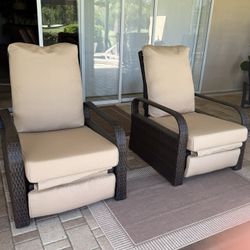 Outdoor Brown Wicker Recliners  