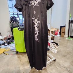 Extra Large Cheongsam Black Dress