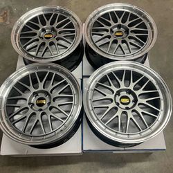 19 INCH SQUARED SET BBS LM STYLE WHEELS RIMS 19X8.5 +33 (5X112) CB: 66.6