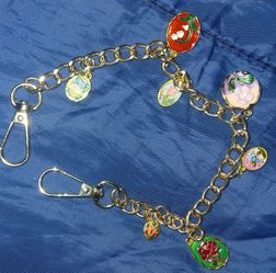 Gold Flowers Charm Bracelet or Purse Chain