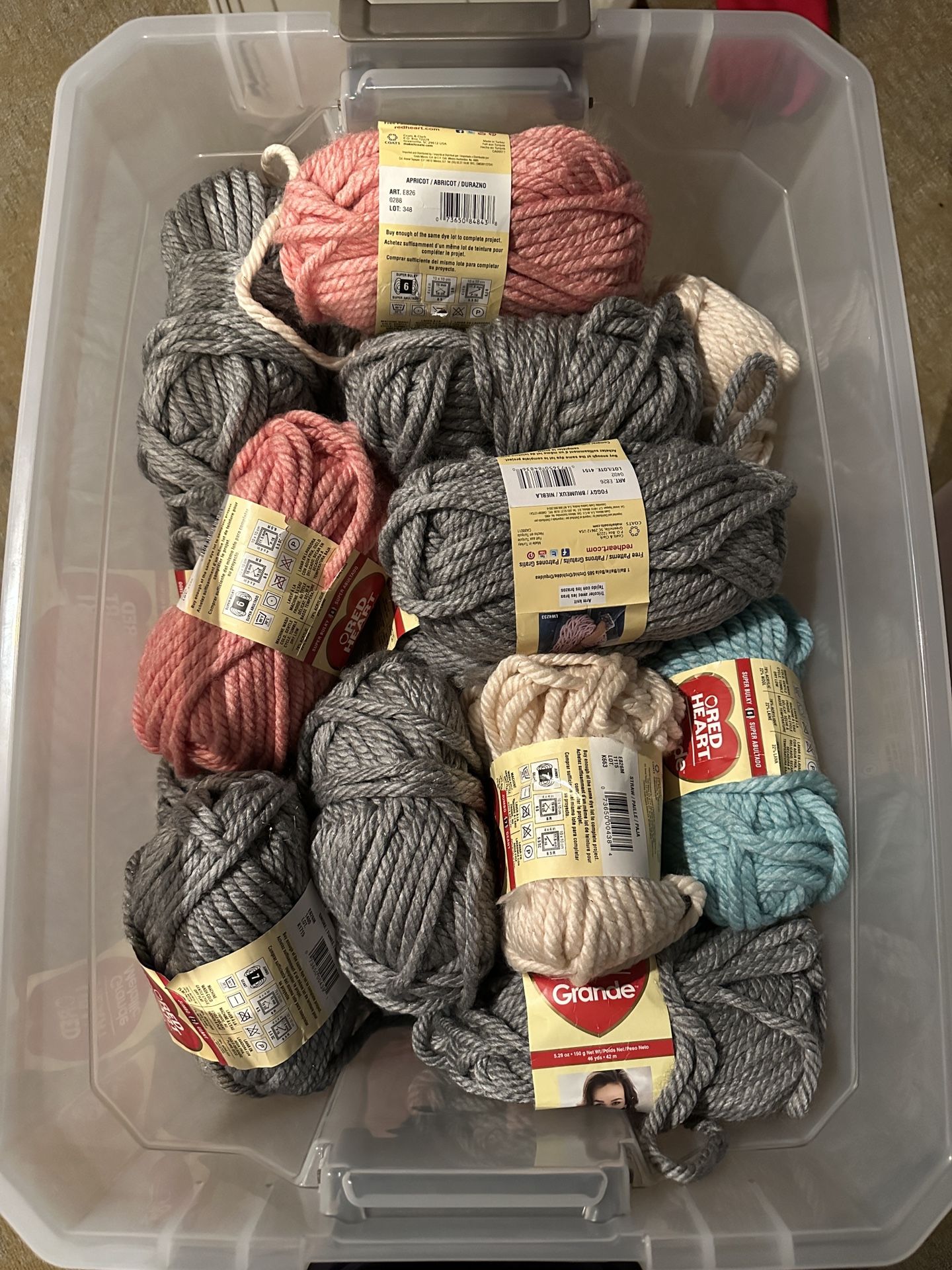 Large Lot of Red Heart Grande Yarn - Size 7 jumbo ( Over 40 Skeins)