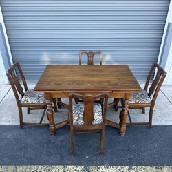 Vintage Wooden Dining Table W/ 4 Chairs