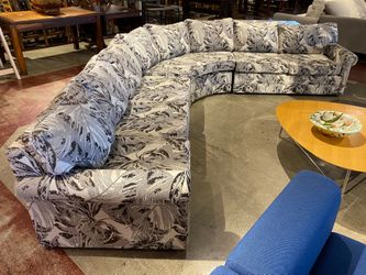Black & White Jungle Leaf Curved Corner Sectional