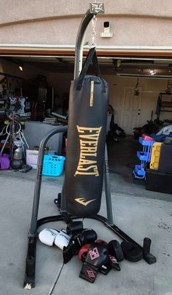 Everlast body bag, stand & sets of gloves